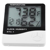 LCD Digital Temperature Humidity Meter HTC-2 Home Indoor Outdoor hygrometer thermometer Weather Station with Clock HTC-1 gray