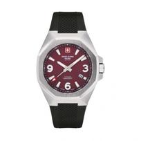 Swiss Alpine Military Typhoon Polyurethene Strap Burgundy Dial Quartz 7005.1836 100M Men's Watch bordinė