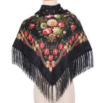 Ethic Style Floral Print Shawl Fringed Elegant Soft Warm Fall Winter Middle-Aged Elderly Women Square Blanket Scarf Neck Wrap EMA juoda