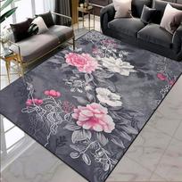 Europos stiliaus gėlių rašto kilimai svetainei, nuostabūs dideli kambario kilimai, storinantys didelio dydžio grindų kilimėliai poilsio zonai, balkonui 60x90cm gray