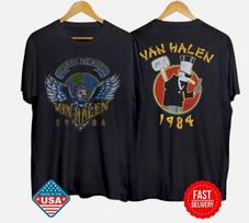 SALE HOT!! Van Halen Tour Of The World 1984 T-Shirt Unisex Inspired Gift For Fan Unisex T-Shirt XXXL black