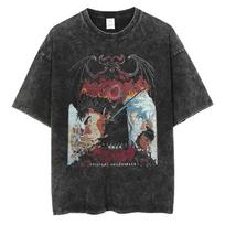 Anime marškinėlis Berserk Manga marškinėlis Guts vyrams moterims marškinėlis Vintažinis skalbtas aukštos kokybės medvilniniai drabužiai vasaros laisvalaikio trumparankoviai marškinėliai XXXL smėlis