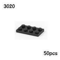50pcs Bulk Building Blocks Thin Figure Bricks 2x4 Dots Educational Creative Dimension Compatible Featuring 3020 Toys ideal for Children green