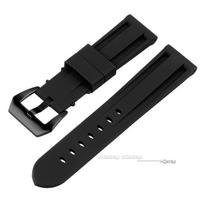 Silicone Watch Band for Panerai 20mm 22mm 24mm 26mm Strap Men Women Sport Watch Band Soft Rubber Bracelet Replacement Belt 24mm black