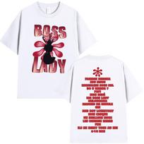 Reperė Theodora BOSS Lady Albumo Turo Marškinėliai Unisex Moteriški Drabužiai Hip Hop Mados Marškinėliai Laisvalaikio Medvilniniai Patogūs Per dydį Marškinėliai XL brown