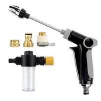 High Pressure Water Gun Fits 3/4in Expandable Hose Garden Hose Nozzle for Car Washing Garden Watering Patio Cleaning black