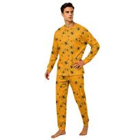 Long Sleeve Top and Pants Halloween Pajama Set Family Matching Spider Print Loungewear Comfortable Fit Soft Fabric XL orange