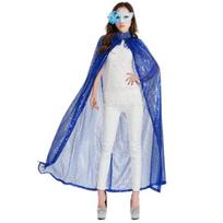 Glittering Sequin Full Length Cape For Women's Halloween Cosplay Costume sidabras
