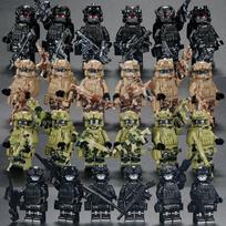 Specialiųjų pajėgų karinės figūrėlės, Ghost SWAT kariai, konstravimo kaladėlės, sprogimui atsparios policijos kaladėlės, Ghost SWAT