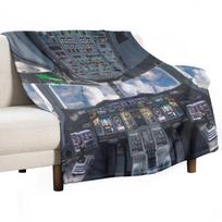 Airbus A Cockpit Throw Blanket Outdoor Soft Blanket for Picnic Beach Camping 125x150cm (50x60inch) gray
