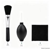 DSLR & Mirrorless Camera Cleaning Kit: Air Blower, Brush, Cloth, Portable Storage. black