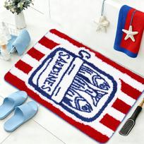Retro Sardine Can Striped Bath Mat Non Slip Absorbent Washable Floor Mat Bathroom Shower Room Rug Home Decor 40x60cm 16x24inch blue
