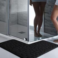 Flannel L-shaped bathroom absorbent foot mat solid color shower room door non-slip floor mat thick toilet mat entrance mat 120x120x45cm juoda