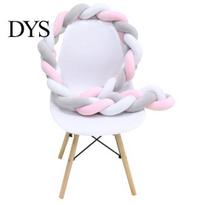 Newborn Baby Crib Bumper Cushion Knotted Braided Plush Nursery Cradle Decor white
