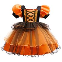 Mergaitės Princesės Suknelė Helovino Kostiumas Cosplay Ragana Suknelė Pūstos Rankovės Moliūgo Tinklelio Sijonukas Vaikų Princesės Suknelė Tinklelio Sijonas 110cm black