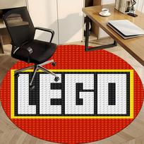 1 vnt. plytų konstrukcijos LEGO biuro apvalus kilimas, vidaus kilimėlis, tinkantis biurui, miegamajam, svetainei, namų dekorui, kambario dekorui, biurui a0928212 120cm by 120cm red