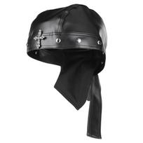 PU Leather Motorcycle Skull Cap for Women Studded Cycling Bandana Doo Rags Adjustable with Snug Fit for Parties & Fashion Events black
