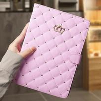 Prabangus Bling karūnos dėklas IPad A16 11-os kartos 10-os Air7 11 M3 2025 Mini 7 6 A17 Pro 11 7/8/9-os 10.2  išmaniajam miego planšetiniam kompiuteriui iPad mini 6 7 2024 rožinė