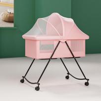 Portable Foldable Baby Crib with Wheels - Multifunctional Newborn Cradle Bed