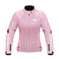 Moteriškas vasarinis kvėpuojantis tinklinis motociklininko kostiumas su apsaugine striuke (Rožinė/Balta/Juoda) M pink