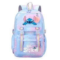 Stitch kuprinė studentams, didelės talpos, su vaivorykštės raštu, animacinio stiliaus, lauko krepšys Blue, style a