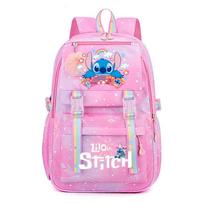 Stitch kuprinė studentams, didelės talpos, su vaivorykštės raštu, animacinio stiliaus, lauko krepšys Pink e style