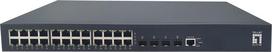 No Name LevelOne 28-Port L3 Lite Managed Gigabit PoE Switch, 802.3af/at PoE, 24 PoE Outputs, 400W Power Budget, 4 x 10G SFP+, Dual AC Redundant Power Supply