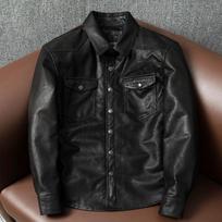 Super minkšta avikailio natūralios odos striukė vyriška plona slim fit ir madinga trumpa odinė striukė XL black