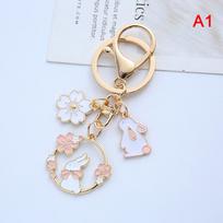 Animacinis filmas Sakura Rabbit Keychain Cat Pakabukas Kuprinė Raktų pakabukas Geriausias draugas Charms C A1 white