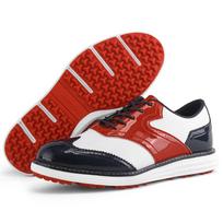 Professional High-Sole Golf Shoes: Leather, Wear-Resistant, Anti-Slip, Spike/No-Spike Options for Outdoor Training 42.5 red