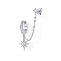 Trendy Rhinestone Tassel Ear Cuff: Versatile European and American Fashion Earrings for Women white