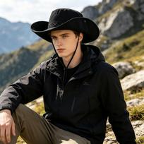 Breathable Western Cowboy Hat Adjustable Wide Brim Sun Hat Outdoor Mountaineering Fisherman Sunshade Cap Travel Unisex Bucket Ha 56-58cm juoda