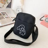 Fashionable Female Cute Crossbody Bag  Versatile Mobile Phone Canvas Bag white