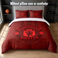 Manchester United Design Bed Bedding Set 1 Duvet Cover + 2 Pillowcases Soft Breathable Household Bed Linens 135cm*200cm brown
