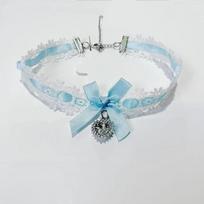 Lace Choker with Bow Knot & Rhinestone Heart Pendant 1Pc Feminine Neck Accessory for Party Daily Outing Present A106 gray