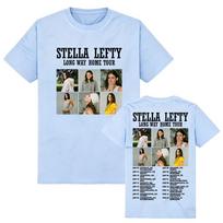 STELLA LEFTY STELLA LEFTY LONG WAY HOME Tour T-shirt Men Women Print Short Sleeve Shirt O‑Neck Casual Streetwear Couple Tees Top XXL gray