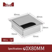 Black Aluminum Alloy Cable Management Box - Desk Cable Pass-through Cover 80*80mm-Matte white
