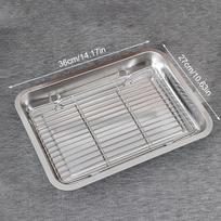Nerūdijančio plieno kepimo skarda su nuimamu aušinimo grotelėmis Rinkinys Nelipni BBQ keptuvės padėklas Plokštelė Orkaitės Braunių grotelės Kepimo skarda Set L gray