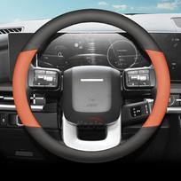 Leather Car Steering Wheel Cover for Hyundai Santa Fe Mx5 2024 2025 2026 Accessories O  Black light Brown