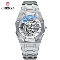 CHENXI Originalus Naujas Automatinis Vyriškas Geriausio Prekės Ženklo Nerūdijančio Plieno Mechaninis Laikrodis Sportinis Vyriškas Laikrodis Reloj Hombre balta/sidabras