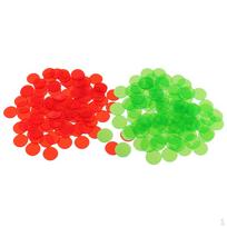 200 vnt. permatomų bingo žetonų 3/4 colio žaidimo kortelėms raudoni ir be numerio, raudoni, žali red