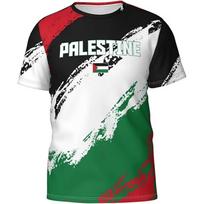 (DOMIO) Palestinos vėliava Amerikietiškas futbolas Vaikų marškinėliai Vasariniai trumpomis rankovėmis Nacionalinis emblemas 3D spausdinti Vaikų sportiniai marškinėliai Laisvi viršūnės Vyriški marškinėliai M gray