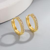 18K Gold Plated Elegant Diamond Ear Cuffs for Men and Women beige
