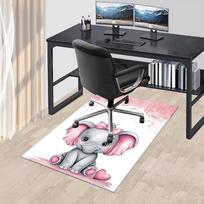 1 vnt. Rožinis dramblys su lanku Kėdės kilimėlis Anime animacinių filmukų dizainas, Neslystantis kilimas biuro kėdėms, Namų dekoras, Svetainė, Miegamasis, Žaidimų kambarys 60cm by 90cm gray