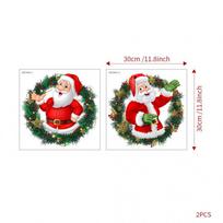 Self-Adhesive Cartoon Santa Claus Stickers for Living Room and Main Door - Christmas Decorations red