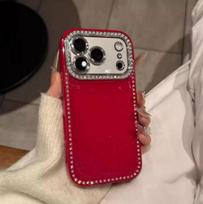 Epoxy sequined edge drill for iPhone17Pro mobile phone case Apple 16Pro New Year's 15Pro Red 14Pro 13PRO MAX red