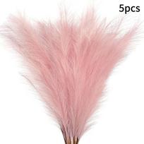 Artificial Reed Pampas Grass Artificial Plant Vivid Feather Decoration For Wedding Banquet Arrangement Shop Store Decoration Props 5PCS pink