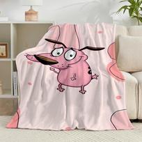 1PC Cowardly Dog Cartoon Flannel Blanket Gift, Suitable for Both Men And Women, Soft Ideal for Beds And Sofa, Birthday Or Christmas Gift 75x90cm