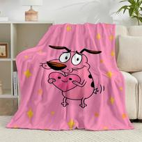 1PC Cowardly Dog Cartoon Flannel Blanket Gift, Suitable for Both Men And Women, Soft Ideal for Beds And Sofa, Birthday Or Christmas Gift 75x90cm