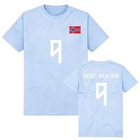 Haaland marškinėliai su 9 numeriu Unisex Streetwear Trumpomis rankovėmis Medvilniniai vasariniai apvalios kaklo marškinėliai Dizainas Grafinis spaudinys Drabužiai Laisvi Moteriški S white
